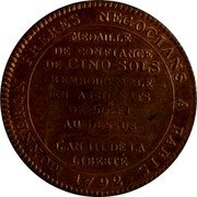 France 5 Sols Token Issue 1792//LAN III KM# Tn30 MEDAILLE DE CONFIANCE DE CINQ-SOLS REMBOURSABLE EN ASSIGNATS DE 50L ET AU DESSUS L'AN III DE LA LIBERTÉ MONERON FRERES NEGOCIANS A PARIS 1792 coin reverse France 5 Sols Token Issue 1792//LAN III KM# Tn30 MEDAILLE DE CONFIANCE DE CINQ-SOLS REMBOURSABLE EN ASSIGNATS DE 50L ET AU DESSUS L'AN III DE LA LIBERTÉ MONERON FRERES NEGOCIANS A PARIS 1792 coin reverse