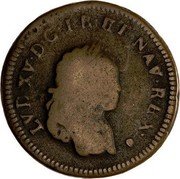 France 6 Deniers Louis XV 1717 Q KM# 3 LVD XV D G IR ET NAV REX coin obverse