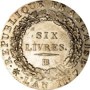 France Six Livres Genius of Liberty 1793//LAN BB Français KM# 624.4 REPUBLIQUE FRANÇOISE SIX LIVRES. BB L' AN II coin obverse France Six Livres Genius of Liberty 1793//LAN BB Français KM# 624.4 REPUBLIQUE FRANÇOISE SIX LIVRES. BB L' AN II coin obverse