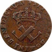 France 9 Deniers French Colonies 1722 H KM# 5.2 SIT NOMEN DOMINI BENEDICTUM coin obverse France 9 Deniers French Colonies 1722 H KM# 5.2 SIT NOMEN DOMINI BENEDICTUM coin obverse