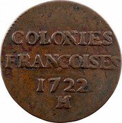 France 9 Deniers French Colonies 1722 H KM# 5.2 COLONIES FRANÇOISES 1722 H coin reverse France 9 Deniers French Colonies 1722 H KM# 5.2 COLONIES FRANÇOISES 1722 H coin reverse