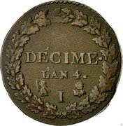 France Decime Liberty LAN 4 (1795-96) I KM# 636.3 DÉCIME L'AN 4 I coin reverse