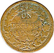 France Decime Liberty LAN 5 (1796-97) I KM# 637.5 UN DÉCIME L'AN 5 I coin reverse France Decime Liberty LAN 5 (1796-97) I KM# 637.5 UN DÉCIME L'AN 5 I coin reverse