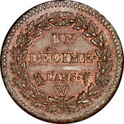 France Decime Napoleon I LAN 5 (1796-97) W KM# 644.11 UN DÉCIME L'AN 7 W coin reverse France Decime Napoleon I LAN 5 (1796-97) W KM# 644.11 UN DÉCIME L'AN 7 W coin reverse