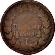 France Decime Napoleon I LAN 8 (1799-1800) I KM# 644.7 UN DÉCIME L'AN 8 I coin reverse