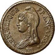 France Decime Napoleon I LAN 8 (1799-1800) K KM# 644.8 REPUBLIQUE FRANÇAISE DUPRÉ coin obverse