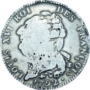 France ECU Louis XVI 1792 D KM# 615.4 LOUIS XVI ROI DES FRANÇOIS 1792 coin obverse France ECU Louis XVI 1792 D KM# 615.4 LOUIS XVI ROI DES FRANÇOIS 1792 coin obverse