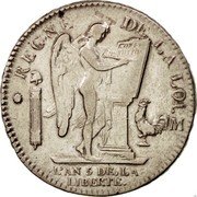 France ECU Louis XVI 1793 M KM# 615.9 DUPRE L'AN 4 DE LA LIBERTÉ M REGNE DE LA LOI coin reverse France ECU Louis XVI 1793 M KM# 615.9 DUPRE L'AN 4 DE LA LIBERTÉ M REGNE DE LA LOI coin reverse