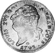 France ECU Louis XVI 1793 W KM# 615.14 LOUIS XVI ROI DES FRANÇOIS 1793 coin obverse France ECU Louis XVI 1793 W KM# 615.14 LOUIS XVI ROI DES FRANÇOIS 1793 coin obverse