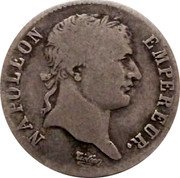 France Franc Napoleon I 1808 W KM# 682.14 NAPOLEON EMPEREUR. TIOLIER coin obverse
