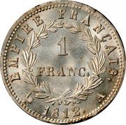 France Franc Napoleon I 1812 A KM# 692.1 EMPIRE FRANÇAIS. 1 FRANC. 1809. A coin reverse France Franc Napoleon I 1812 A KM# 692.1 EMPIRE FRANÇAIS. 1 FRANC. 1809. A coin reverse