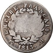France Franc Napoleon I 1813 H KM# 692.6 1 FRANC EMPIRE FRANÇAIS 1813 H coin reverse France Franc Napoleon I 1813 H KM# 692.6 1 FRANC EMPIRE FRANÇAIS 1813 H coin reverse