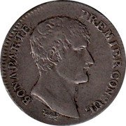 France Franc Napoleon I AN12 I KM# 649.6 BONAPARTE PREMIER CONSUL TIOLIER coin obverse France Franc Napoleon I AN12 I KM# 649.6 BONAPARTE PREMIER CONSUL TIOLIER coin obverse
