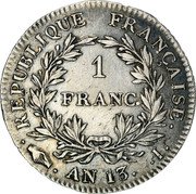 France Franc Napoleon I AN13 I KM# 656.7 REPUBLIQUE FRANÇAISE 1 FRANC AN13 I coin reverse France Franc Napoleon I AN13 I KM# 656.7 REPUBLIQUE FRANÇAISE 1 FRANC AN13 I coin reverse