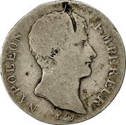 France Franc Napoleon I AN13 M KM# 656.10 NAPOLEON EMPEREUR. TIOLIER coin obverse France Franc Napoleon I AN13 M KM# 656.10 NAPOLEON EMPEREUR. TIOLIER coin obverse