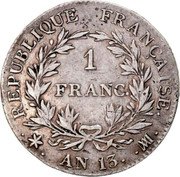 France Franc Napoleon I AN13 MA KM# 656.11 REPUBLIQUE FRANÇAISE 1 FRANC AN13 MA coin reverse France Franc Napoleon I AN13 MA KM# 656.11 REPUBLIQUE FRANÇAISE 1 FRANC AN13 MA coin reverse