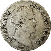 France Franc Napoleon I ANXI G KM# 649.4 BONAPARTE PREMIER CONSUL. TIOLIER coin obverse France Franc Napoleon I ANXI G KM# 649.4 BONAPARTE PREMIER CONSUL. TIOLIER coin obverse