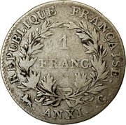 France Franc Napoleon I ANXI G KM# 649.4 1 FRANC REPUBLIQUE FRANÇAISE ANXI G coin reverse France Franc Napoleon I ANXI G KM# 649.4 1 FRANC REPUBLIQUE FRANÇAISE ANXI G coin reverse