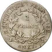 France Franc Napoleon I ANXI Q KM# 649.11 1 FRANC REPUBLIQUE FRANÇAISE AN XI Q coin reverse France Franc Napoleon I ANXI Q KM# 649.11 1 FRANC REPUBLIQUE FRANÇAISE AN XI Q coin reverse