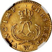 France Louis D'or Louis XV 1723 W KM# 468.18 CHRS REGN VINC IMP W coin reverse France Louis D'or Louis XV 1723 W KM# 468.18 CHRS REGN VINC IMP W coin reverse