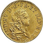 France Louis D'or Louis XV 1724 A KM# 470.1 LUD XV D G FR ET NAV REX 1724 coin obverse France Louis D'or Louis XV 1724 A KM# 470.1 LUD XV D G FR ET NAV REX 1724 coin obverse