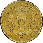 France Louis D'or Louis XV 1724 C KM# 470.4 CHRS REGN VINC IMP C coin reverse France Louis D'or Louis XV 1724 C KM# 470.4 CHRS REGN VINC IMP C coin reverse