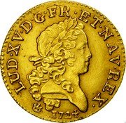 France Louis D'or Louis XV 1724 D KM# 470.5 LUD XV D G FR ET NAV REX 1724 coin obverse France Louis D'or Louis XV 1724 D KM# 470.5 LUD XV D G FR ET NAV REX 1724 coin obverse