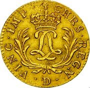 France Louis D'or Louis XV 1724 D KM# 470.5 CHRS REGN VINC IMP D coin reverse France Louis D'or Louis XV 1724 D KM# 470.5 CHRS REGN VINC IMP D coin reverse