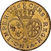 France Louis D'or Louis XV 1726 D KM# 489.6 CHRS REGN VINC IMPER 1726 D coin reverse France Louis D'or Louis XV 1726 D KM# 489.6 CHRS REGN VINC IMPER 1726 D coin reverse
