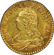 France Louis D'or Louis XV 1729 M KM# 489.13 LUD XV D G FR ET NAV REX coin obverse France Louis D'or Louis XV 1729 M KM# 489.13 LUD XV D G FR ET NAV REX coin obverse