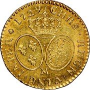 France Louis D'or Louis XV 1729 M KM# 489.13 CHRS REGN VINC IMPER 1729 M coin reverse France Louis D'or Louis XV 1729 M KM# 489.13 CHRS REGN VINC IMPER 1729 M coin reverse