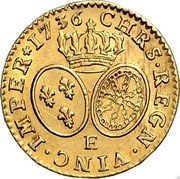 France Louis D'or Louis XV 1736 E KM# 489.7 CHRS REGN VINC IMPER 1736 E coin reverse France Louis D'or Louis XV 1736 E KM# 489.7 CHRS REGN VINC IMPER 1736 E coin reverse