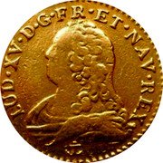 France Louis D'or Louis XV 1739 & KM# 489.27 LUD XV D G FR ET NAV REX coin obverse France Louis D'or Louis XV 1739 & KM# 489.27 LUD XV D G FR ET NAV REX coin obverse