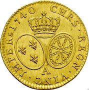 France Louis D'or Louis XV 1740 A KM# 513.1 CHRS REGN VINC IMPER 1740 A coin reverse France Louis D'or Louis XV 1740 A KM# 513.1 CHRS REGN VINC IMPER 1740 A coin reverse
