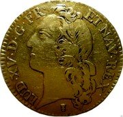 France Louis D'or Louis XV 1740 Numeral 9 KM# 513.26 LUD XV D G FR ET NAV REX coin obverse France Louis D'or Louis XV 1740 Numeral 9 KM# 513.26 LUD XV D G FR ET NAV REX coin obverse