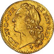 France Louis D'or Louis XV 1742 W KM# 513.22 LVD. XV. D. G. FR. ET. NAV. REX coin obverse France Louis D'or Louis XV 1742 W KM# 513.22 LVD. XV. D. G. FR. ET. NAV. REX coin obverse