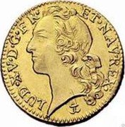 France Louis D'or Louis XV 1745 & KM# 513.27 LUD XV D G FR ET NAV REX coin obverse France Louis D'or Louis XV 1745 & KM# 513.27 LUD XV D G FR ET NAV REX coin obverse