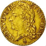 France Louis D'or Louis XV 1774 A KM# 556.1 LUD XV D G FR ET NAV REX coin obverse