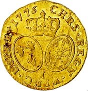 France Louis D'or Louis XVI 1775 I KM# 567.6 CHRS REGN VINC IMPER 1775 I coin reverse France Louis D'or Louis XVI 1775 I KM# 567.6 CHRS REGN VINC IMPER 1775 I coin reverse