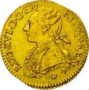 France Louis D'or Louis XVI 1775 M KM# 567.9 LUD XVI D G FR ET NAV REX DUVIV coin obverse