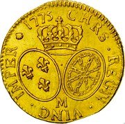 France Louis D'or Louis XVI 1775 M KM# 567.9 CHRS REGN VINC IMPER M coin reverse