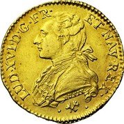 France Louis D'or Louis XVI 1777 L KM# 567.8 LUD XVI D G FR ET NAV REX DUVIV coin obverse France Louis D'or Louis XVI 1777 L KM# 567.8 LUD XVI D G FR ET NAV REX DUVIV coin obverse