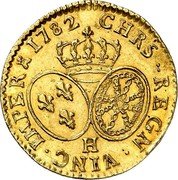 France Louis D'or Louis XVI 1782 H KM# 567.5 CHR REGN VINC IMPER 1782 H coin reverse