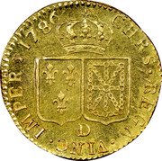 France Louis D'or Louis XVI 1786 D KM# 591.5 CHRS REGN VINC IMPER 1786 D coin reverse France Louis D'or Louis XVI 1786 D KM# 591.5 CHRS REGN VINC IMPER 1786 D coin reverse