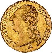 France Louis D'or Louis XVI 1787 R KM# 591.13 LUD XVI D G FR ET NAV REX DUVIV coin obverse