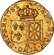 France Louis D'or Louis XVI 1787 R KM# 591.13 CHRS REGN VINC IMPER 1787 R coin reverse