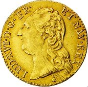 France Louis D'or Louis XVI 1788 AA KM# 591.2 LUD XVI D G FR ET NAV REX DUVIV coin obverse France Louis D'or Louis XVI 1788 AA KM# 591.2 LUD XVI D G FR ET NAV REX DUVIV coin obverse