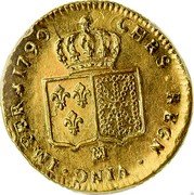 France Louis D'or Louis XVI 1790 MA KM# 591.10 CHRS REGN VINC IMPER 1790 MA coin reverse