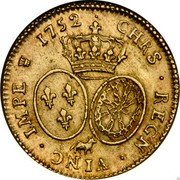France Louis D'or (Louis XV) KM# 514 CHRS REGN VINC IMPE 1752 coin reverse France Louis D'or (Louis XV) KM# 514 CHRS REGN VINC IMPE 1752 coin reverse