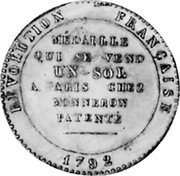 France Sol Monneron Freres. Token 1792 KM# Tn22 REVOLUTION FRANCAISE 1792 MEDAILLE QUI SE VEND UN SOL A PARIS CHEZ MONERON PATENTÉ coin reverse France Sol Monneron Freres. Token 1792 KM# Tn22 REVOLUTION FRANCAISE 1792 MEDAILLE QUI SE VEND UN SOL A PARIS CHEZ MONERON PATENTÉ coin reverse